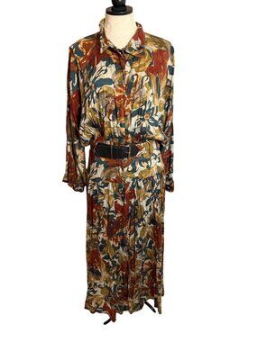 Carol Anderson Womens Button Front Dolman Floral Maxi Dress Size 13/14 Vintage